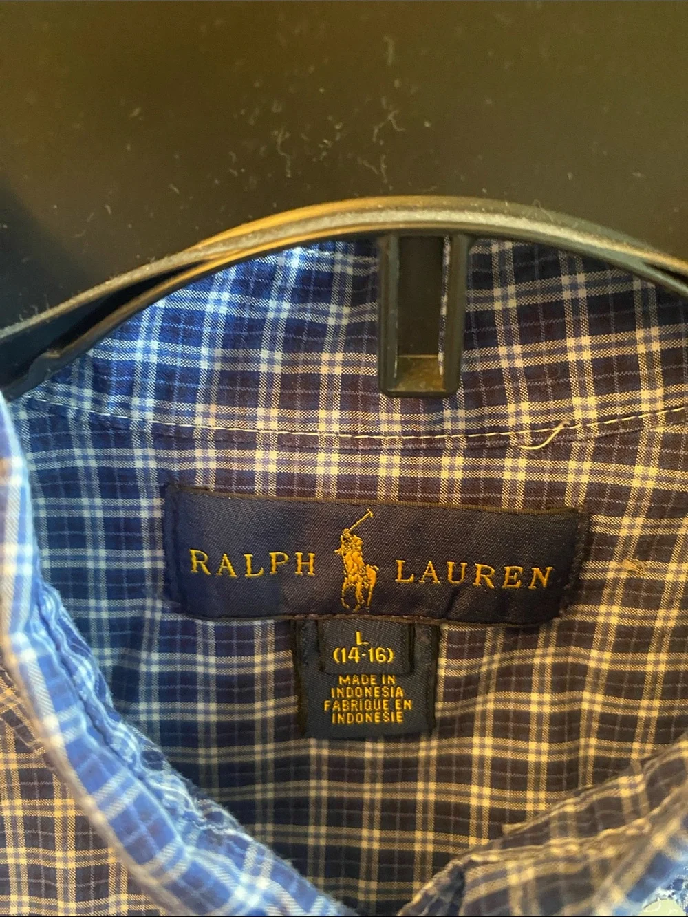 Ralph Lauren Blue and White Checked Button-Down Shirt